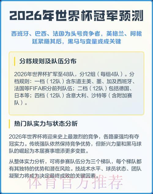 2026年世界杯赛事预测实时查询入口 2026年世界杯赛事预测实时查询入口